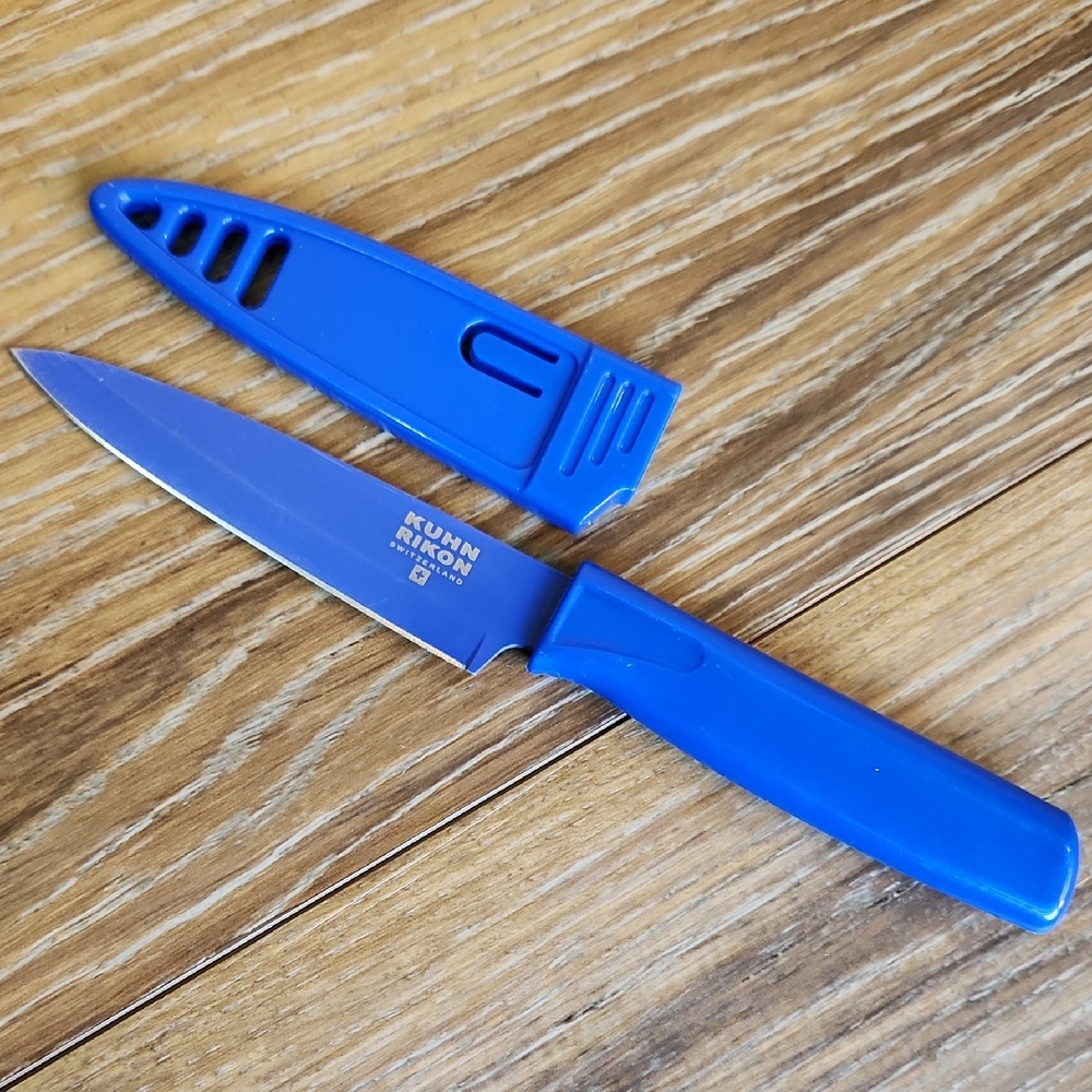 Kuhn Rikon Switzerland Non Stick Paring Knife & Sheath Blue